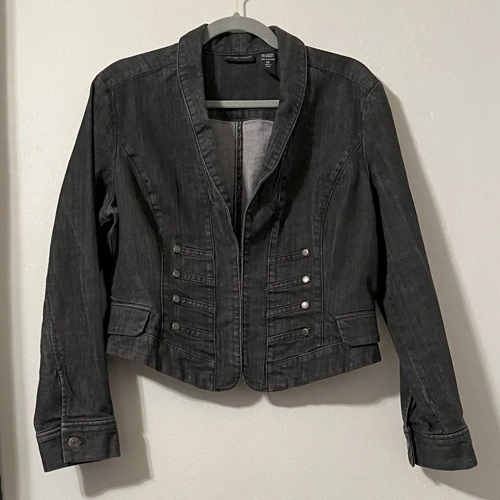 New York & Company Charcoal Gray Denim Blazer - Picture 3 of 10